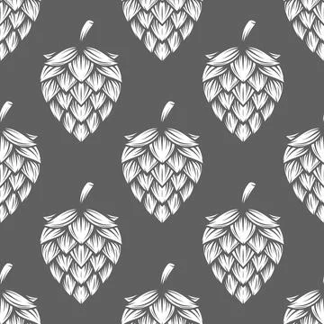 Vector Black and White Seamless Pattern with Hand Drawn Cartoon Hop, Repeated Ilustración de archivo