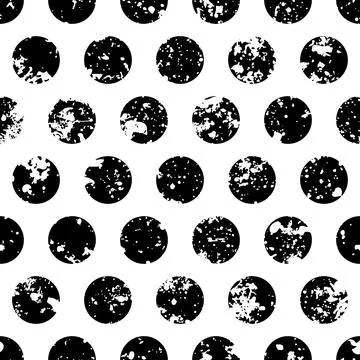 Vector black and white seamless pattern with abstract watercolor polka dot gr Stock Illustration