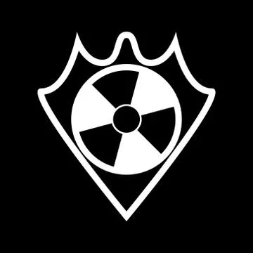 Vector black and white shield icon with a radiation icon on it Stock Illustration