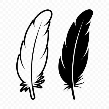 Vector Black and White Silhouette Fluffy Feather Icon. Silhouette Feather C.. Stock-Illustration