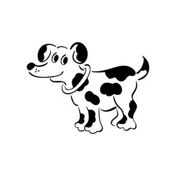 Vector black and white sitting dog. Smart and darling doggy. Man's best frien Stock Illustration