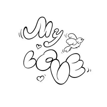 Vector black and white sketch illustration. Romantic card recognition in the Stock Illustration