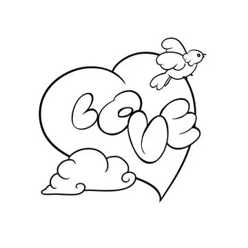 Vector black and white sketch illustration. Romantic card recognition in the Stock-Illustration