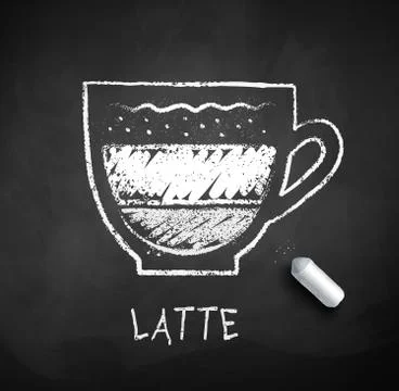 Vector black and white sketch of Latte coffee Stock Illustration