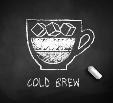 Vector black and white sketch of Cold Brew coffee Stock Illustration