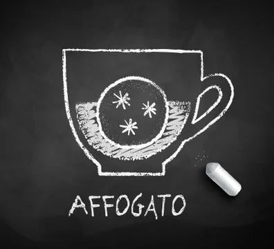Vector black and white sketch of Affogato coffee Stock Illustration