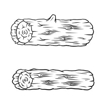 Vector Black and white sketch log. building material wood. a natural element. Ilustración de archivo