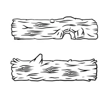 Vector Black and white sketch log. building material wood. a natural element. Ilustración de archivo