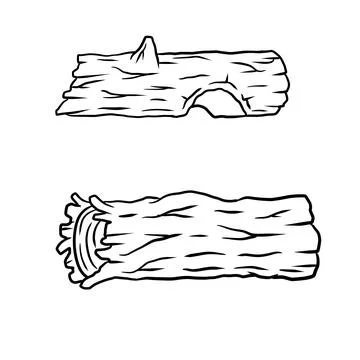 Vector Black and white sketch log. building material wood. Ilustración de archivo