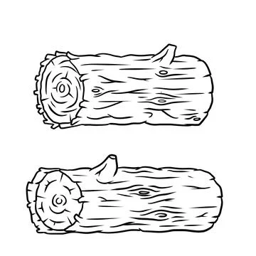 Vector Black and white sketch log. building material wood Ilustración de archivo