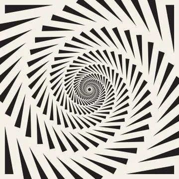 Vector Black and White Spiral Triangles Swirl Abstract Optical Illusion Stock Illustration