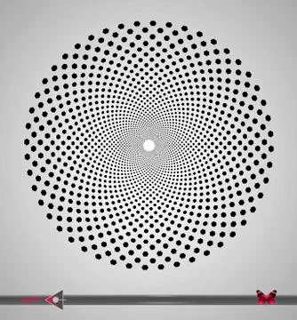 Vector Black and White Spiral Circles Swirl Abstract Round Optical Illusion.  스톡 일러스트