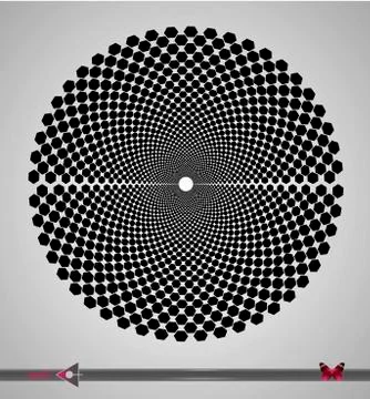 Vector Black and White Spiral Circles Swirl Abstract Round Optical Illusion.  Stock Illustration