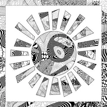 Vector black and white sun illustration Ilustración de archivo