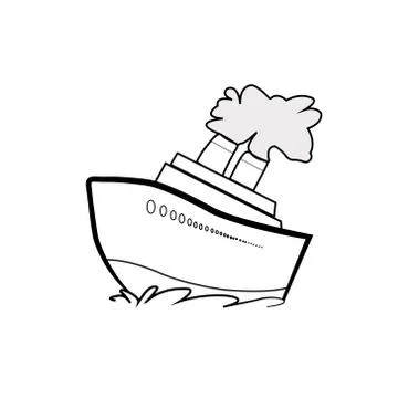 Vector Black and White Tattoo Ship on Sea Stock Illustration