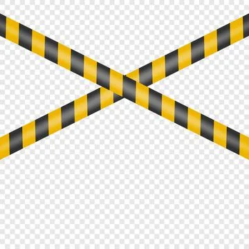 Vector Black and Yellow Warning, Danger Stop Tape Isolated. Crossed Danger Illustration