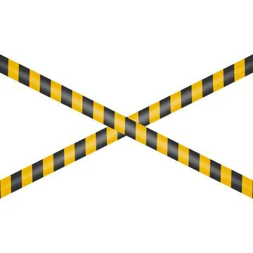 Vector Black and Yellow Warning, Danger Stop Tape Isolated on White Background Illustration