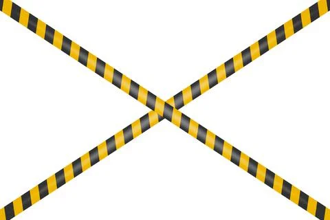 Vector Black and Yellow Warning, Danger Stop Tape Isolated on White Horizontal Illustration