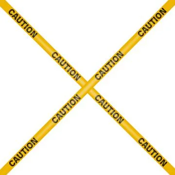 Vector Black and Yellow Warning, Danger Stop Tape Isolated on White Square Illustration