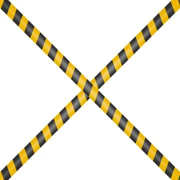 Vector Black and Yellow Warning, Danger Stop Tape Isolated on White Background Illustration