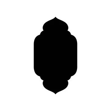 Vector black arched Ramadan window frame. Oriental architecture. Stock Illustration