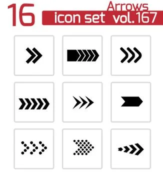 Vector black arrows icons set Stock Illustration