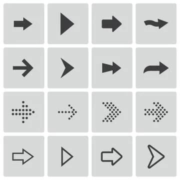 Vector black arrows icons set Stock Illustration