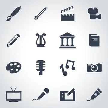Vector black art icon set Stock Illustration
