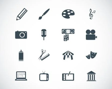Vector black art icons set Stock Illustration