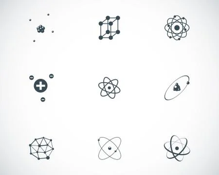 Vector black atom icons set Stock Illustration