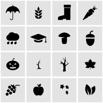 Vector black autumn icon set Illustrazione stock