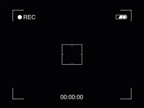 Vector black background with camera recording screen. Stock Illustration