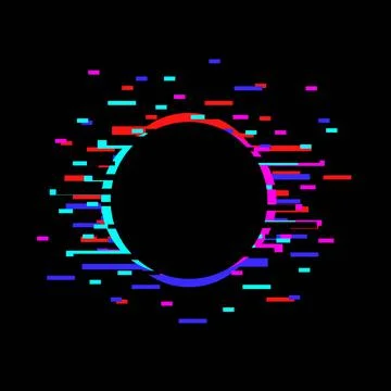 Vector black background with circle glitch and noise Stock Illustration