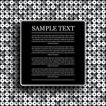 Vector black background on shiny silver sequins. Stock Illustration
