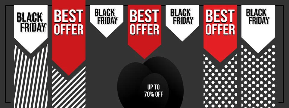 Vector black background.Black friday,Best offer,Up to 70% off. Stock Illustration