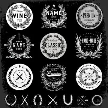 Vector black badge logo template set Иллюстрация