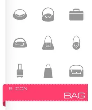 Vector black bag icon set Stock Illustration