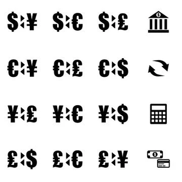 Vector black bank icon set Stock Illustration