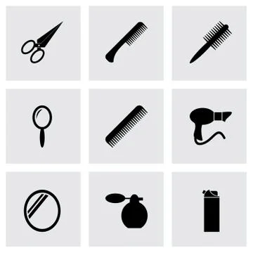 Vector black barber icon set Stock Illustration