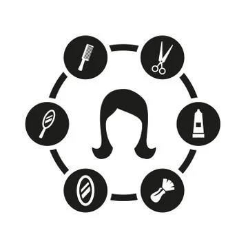 Vector black barber icon set Stock Illustration