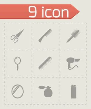 Vector black barber icon set Stock Illustration