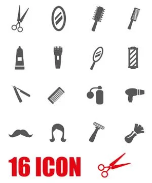 Vector black barber icon set Illustrazione stock
