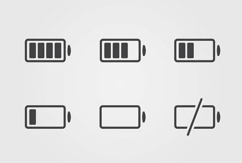 Vector black battery icon Vector black battery icon isolated on a white Co... Foto stock