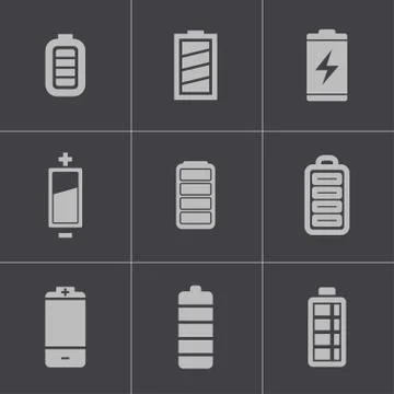 Vector black battery icons set Illustrazione stock