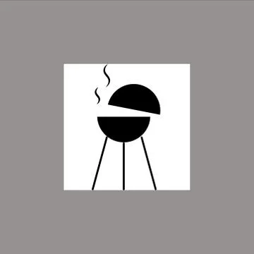 Vector black BBQ Grill icons on white background Stock Illustration