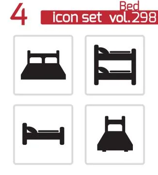 Vector black bed icons set Stock Illustration