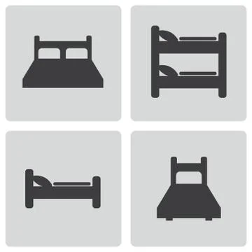 Vector black bed icons set Stock Illustration
