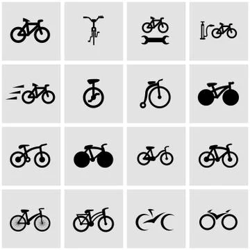 Vector black bicycle icon set Stock Illustration