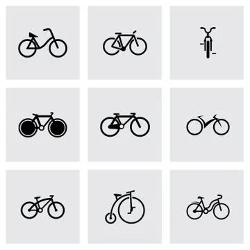 Vector black bicycle icon set Stock Illustration