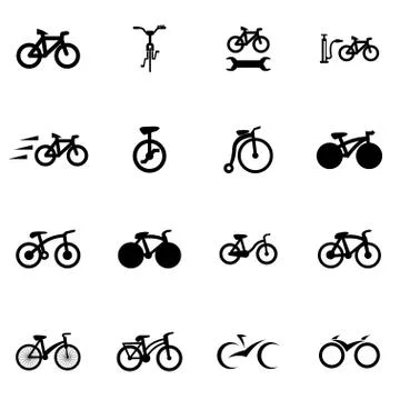 Vector black bicycle icon set Stock Illustration